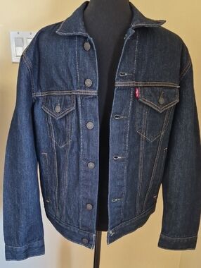 Levi's Trucker Denim Jacket with Tan Leather Patch, Sm